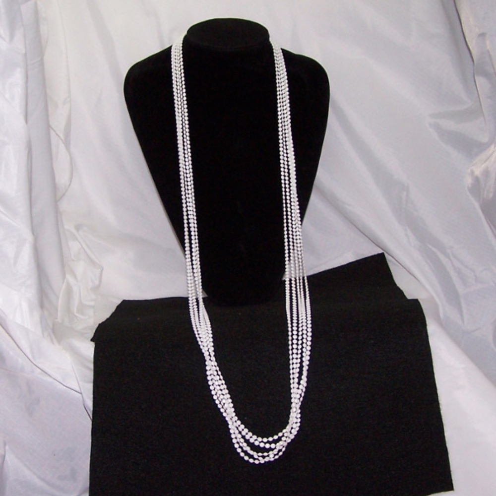 VTG- White 5 Strand Necklace 24"